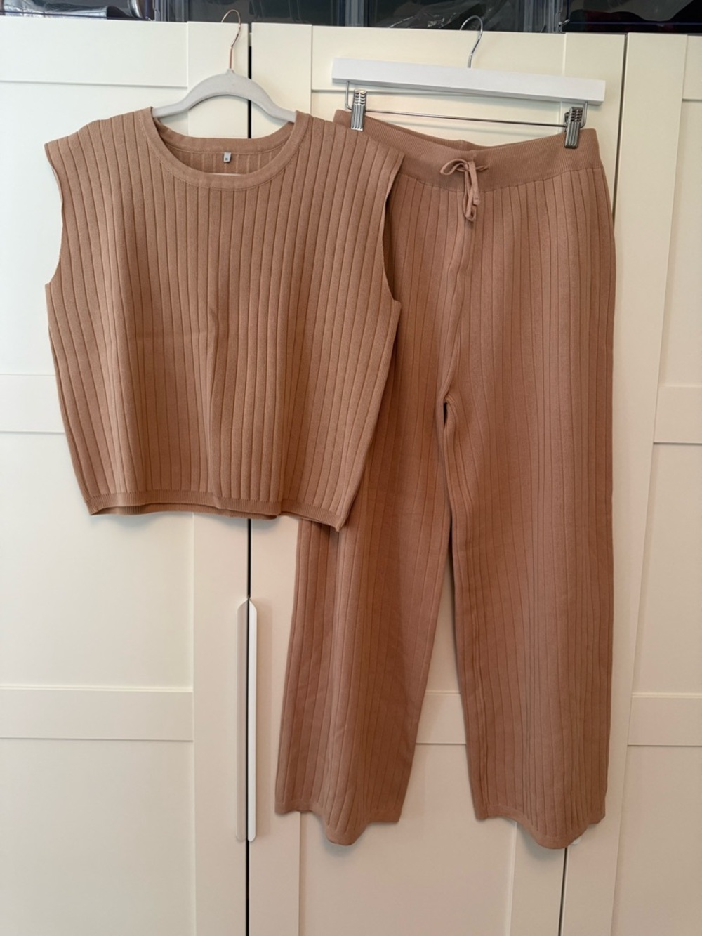 Sleeveless Top/ Wide-Leg Pant Ribbed Lounge Set, XL